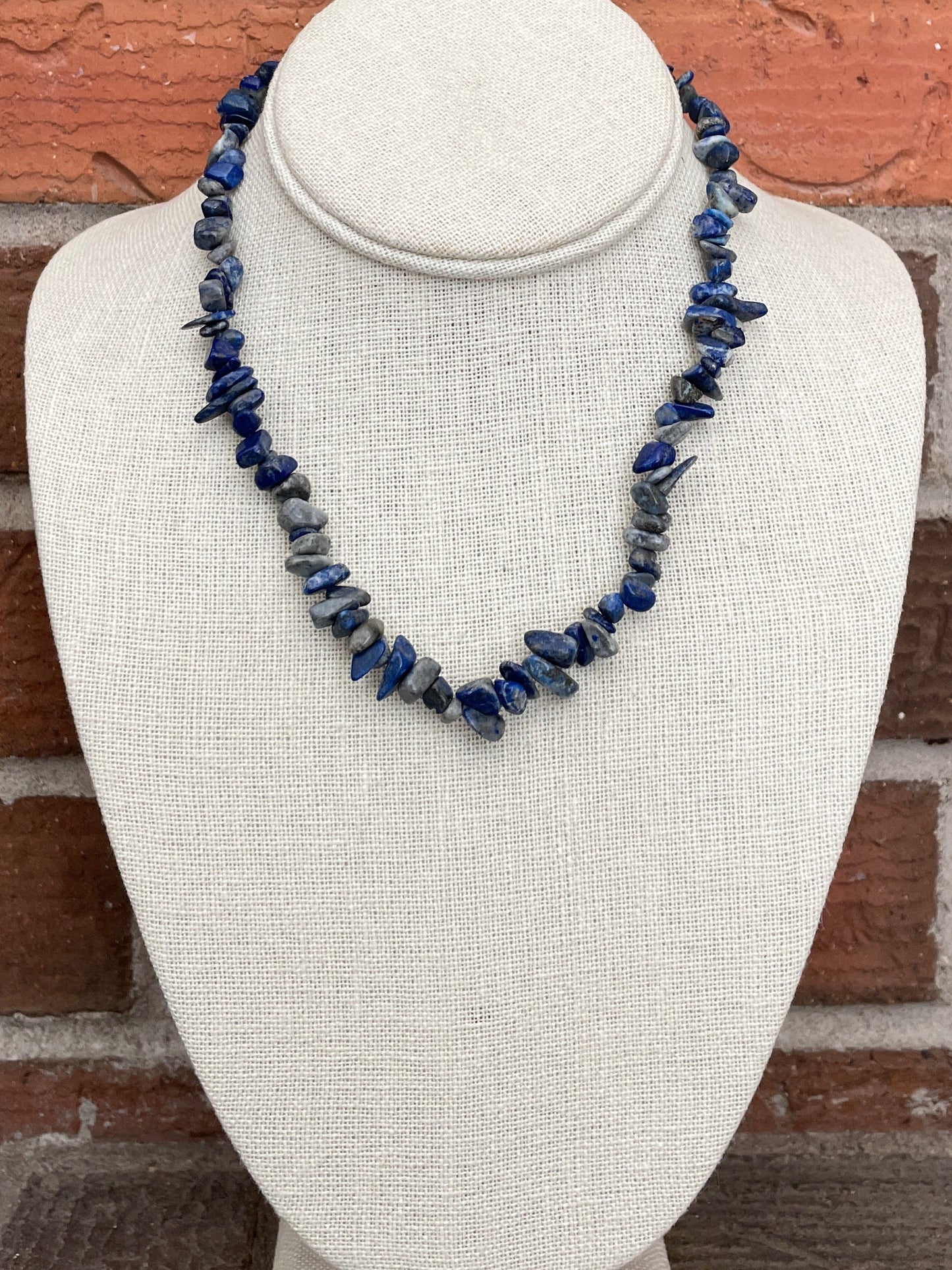 Natural Stone Chip Bead Necklace - Midnight Blue