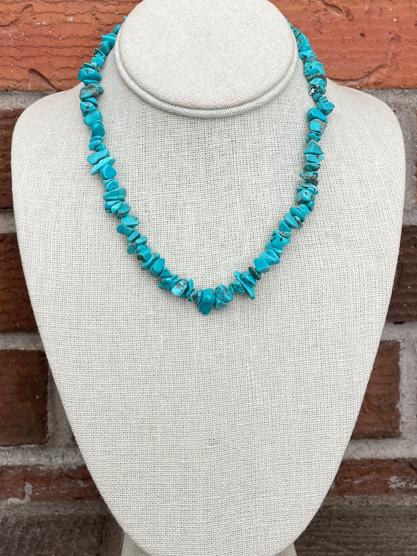 Natural Stone Chip Bead Necklace - Faux Turquoise