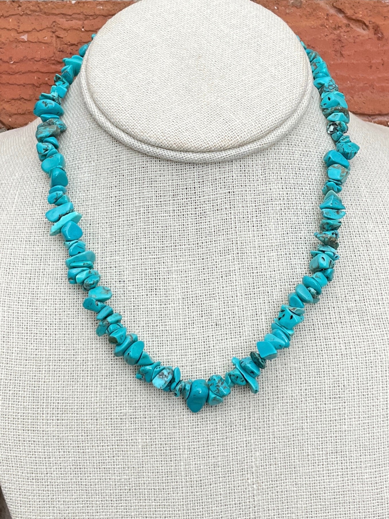 Natural Stone Chip Bead Necklace - Faux Turquoise
