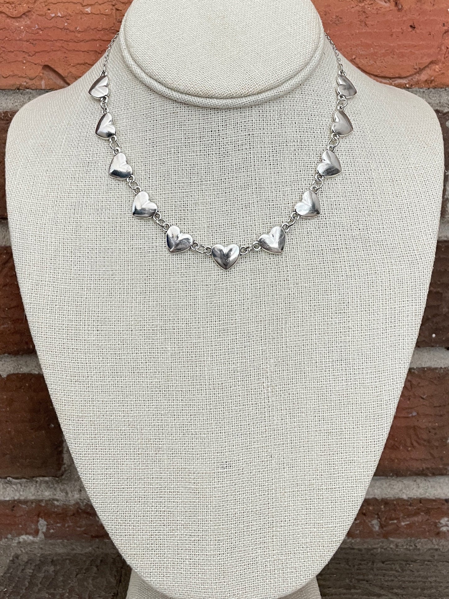 Silver Heart Choker Necklace