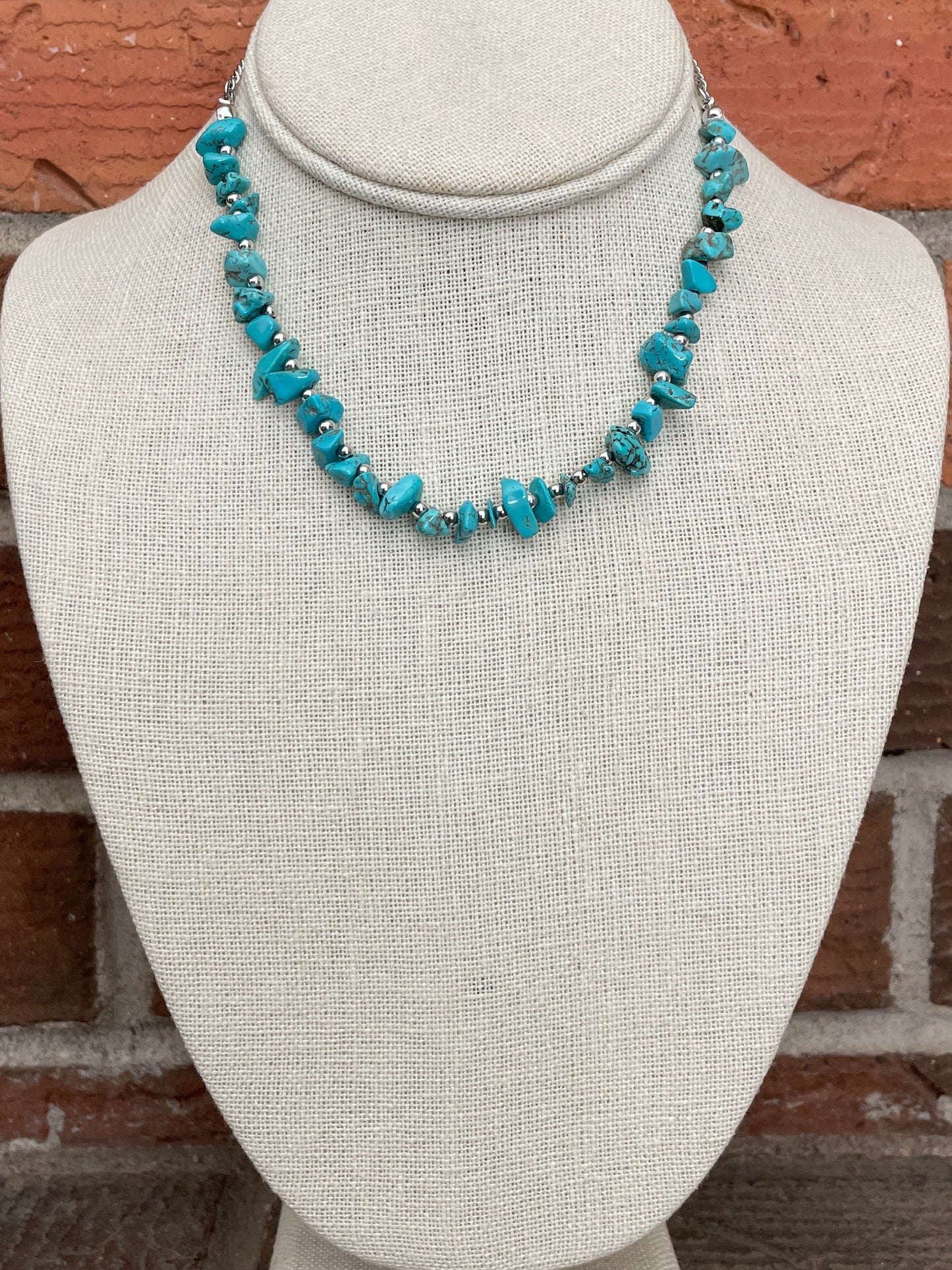 Faux Turquoise Cluster Cross Necklace Set