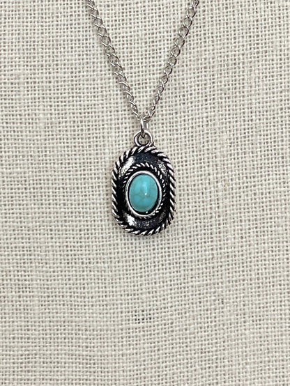 Faux Turquoise Cowboy Hat Necklace