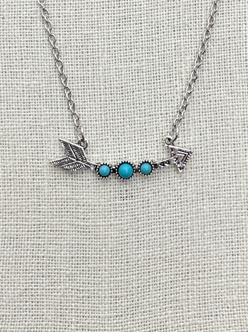 Arrow Necklace with Faux Turquoise