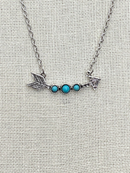 Arrow Necklace with Faux Turquoise