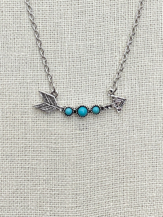 Arrow Necklace with Faux Turquoise