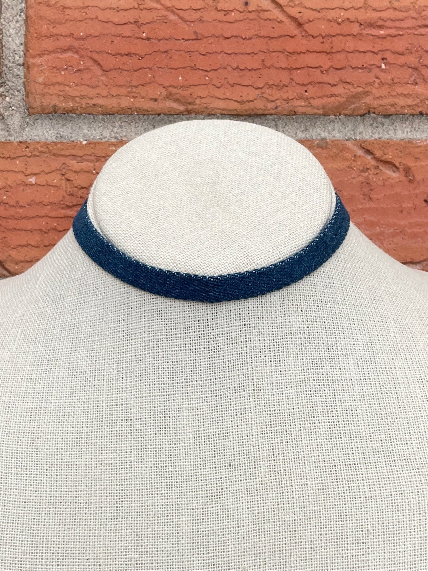 Dark Wash Denim Choker Necklace