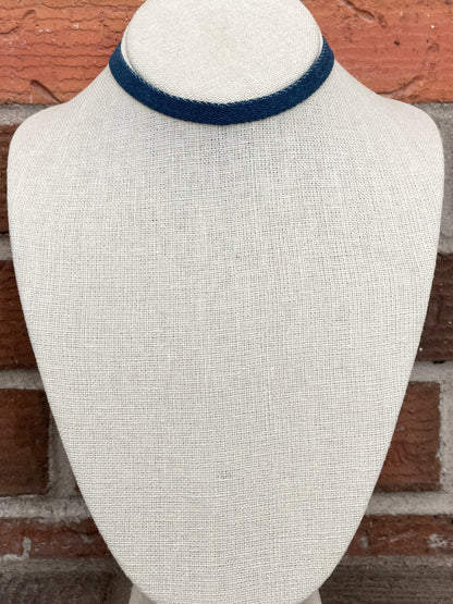 Dark Wash Denim Choker Necklace