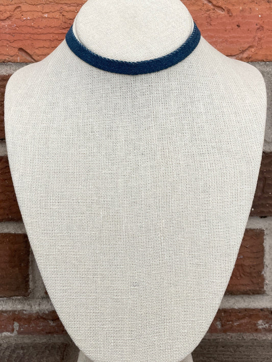 Dark Wash Denim Choker Necklace