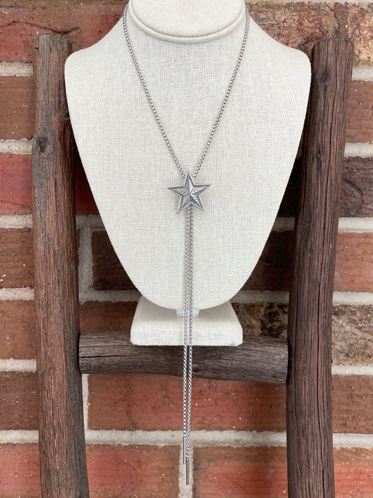 Silver Star Bolo Lariat Necklace