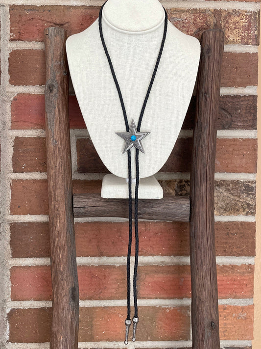 Star Bolo Tie Necklace with Turquoise