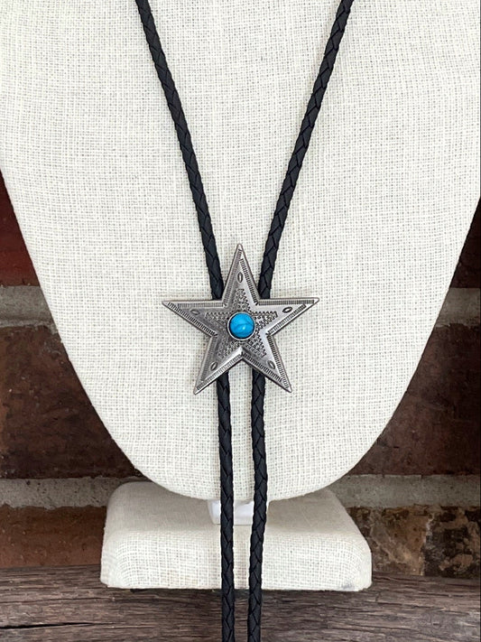 Star Bolo Tie Necklace with Turquoise