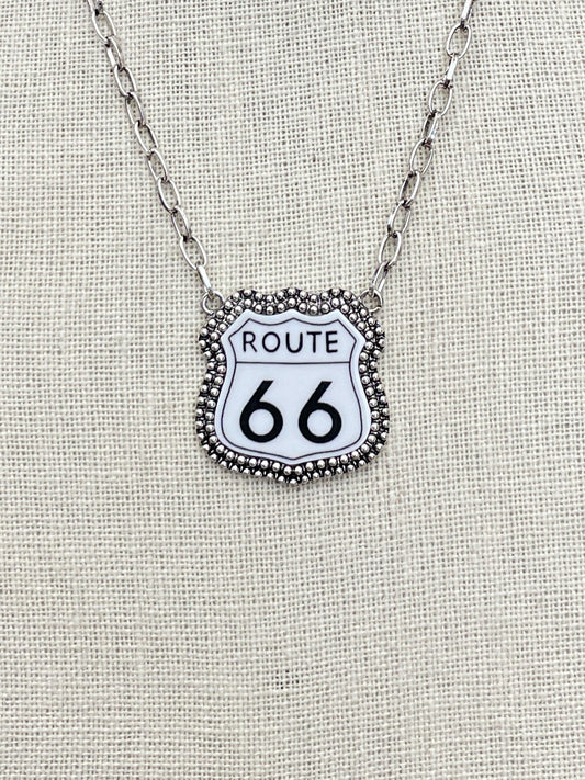 Route 66 Highway Sign Necklace