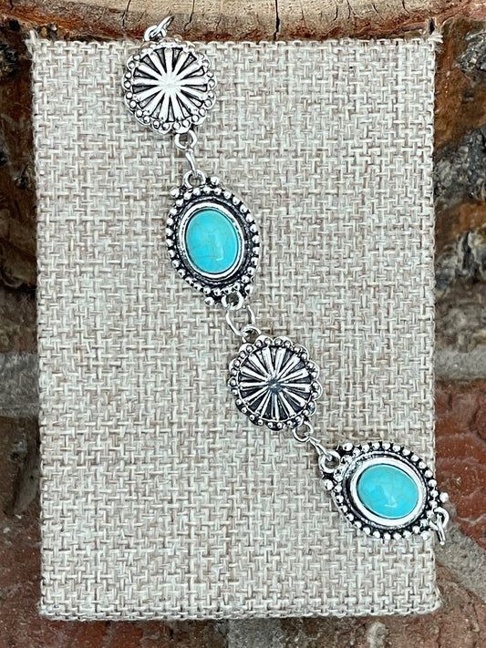 Faux Turquoise Concho & Sunburst Bracelet