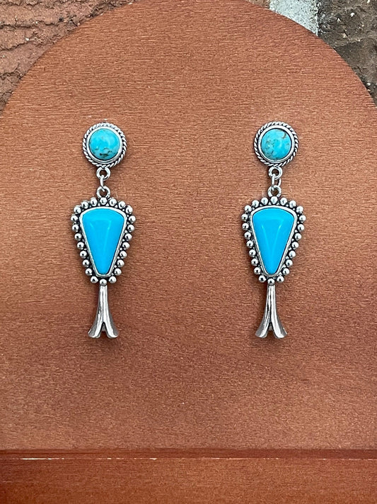 Squash Blossom Earrings with Mixed Faux Turquoise