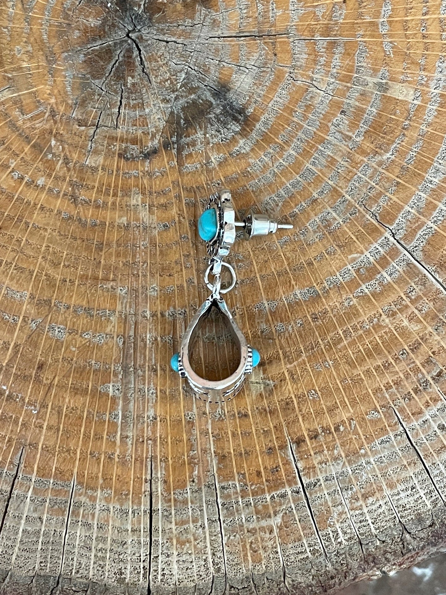 Aztec Pattern Sling Earrings with Turquoise