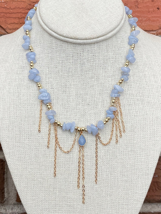 Periwinkle Faux Stone Icicle Necklace