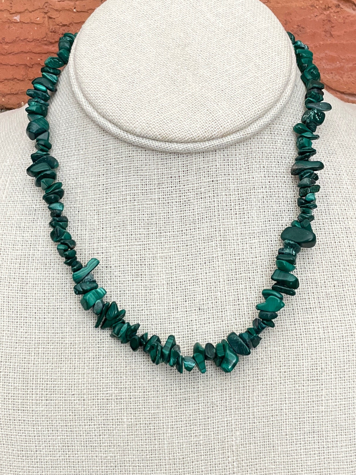 Natural Stone Chip Bead Necklace - Faux Malachite