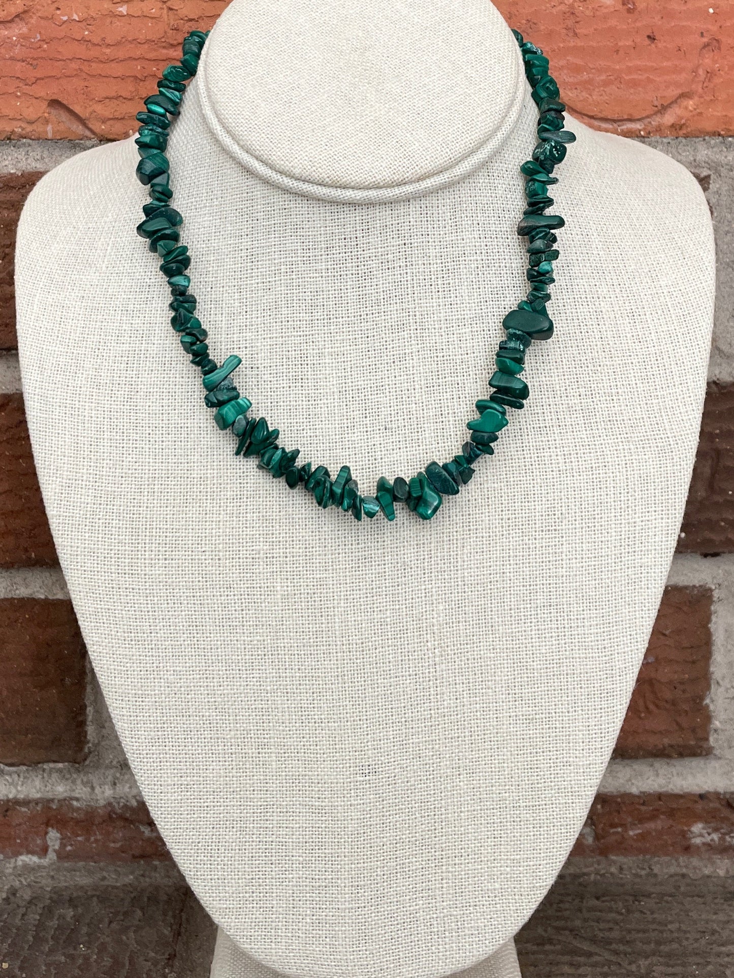 Natural Stone Chip Bead Necklace - Faux Malachite