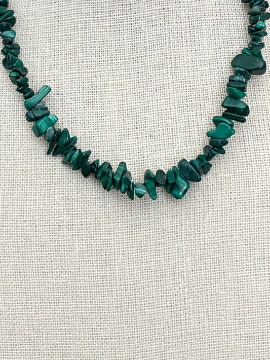 Natural Stone Chip Bead Necklace - Faux Malachite