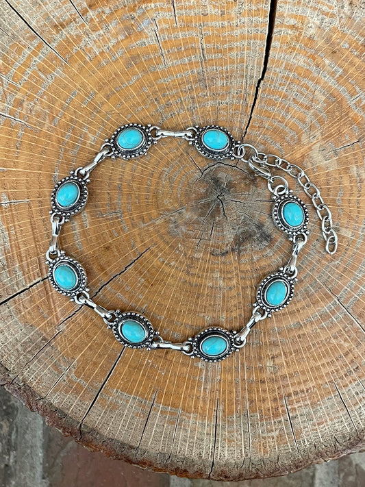 Faux Turquoise Concho Anklet