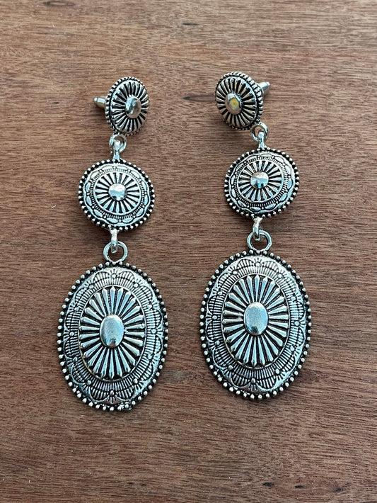 Three Concho Dangle Earrings
