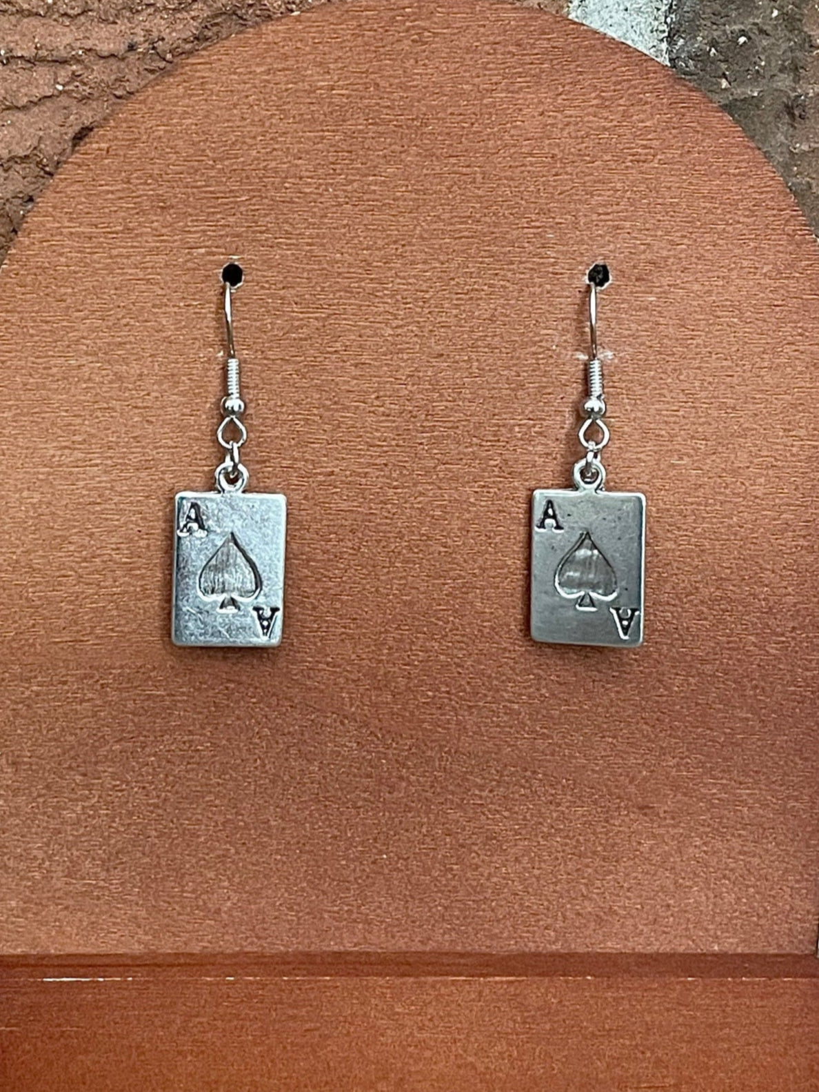 Ace of Spades Playing Card Drop Earrings