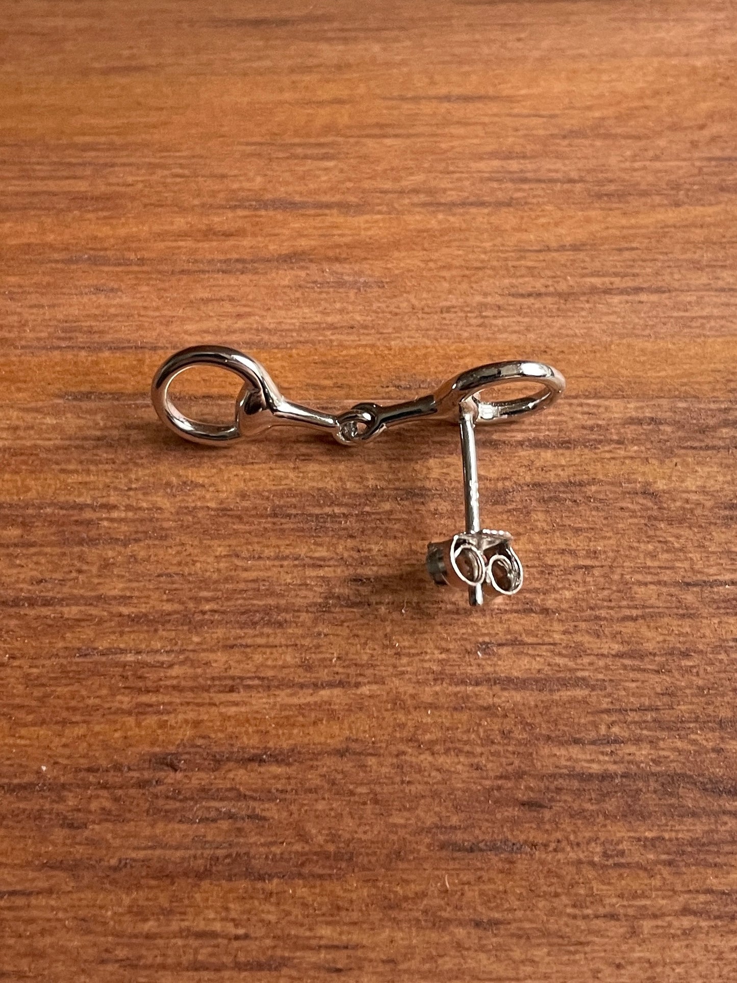 Genuine Sterling Silver Snaffle Bit Stud Earrings