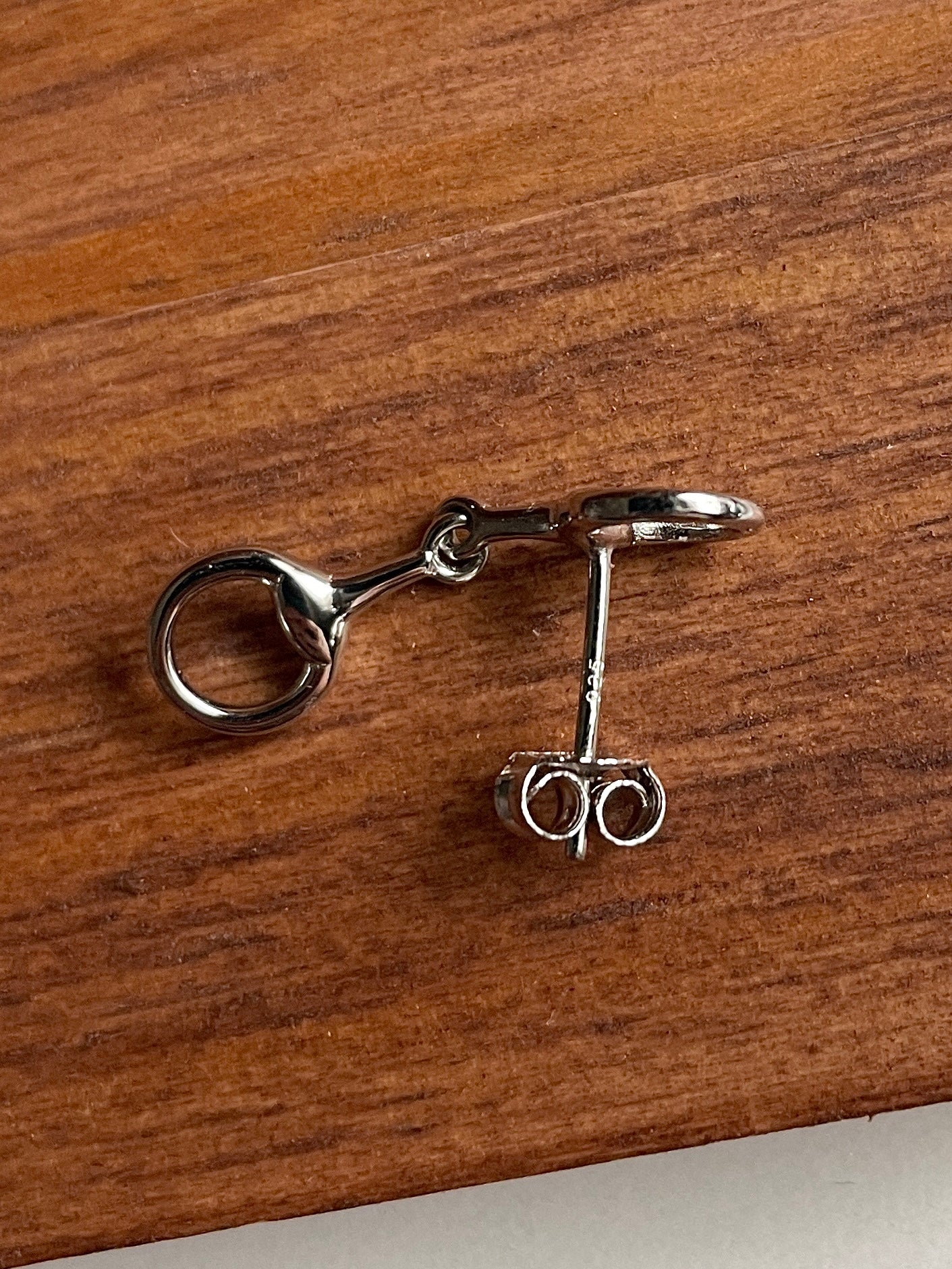 Genuine Sterling Silver Snaffle Bit Stud Earrings
