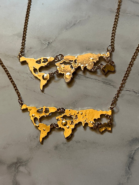 World Map Necklace Set