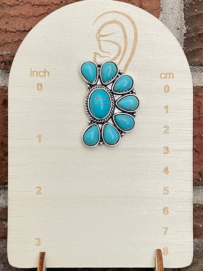 Faux Turquoise Half Cluster Earrings