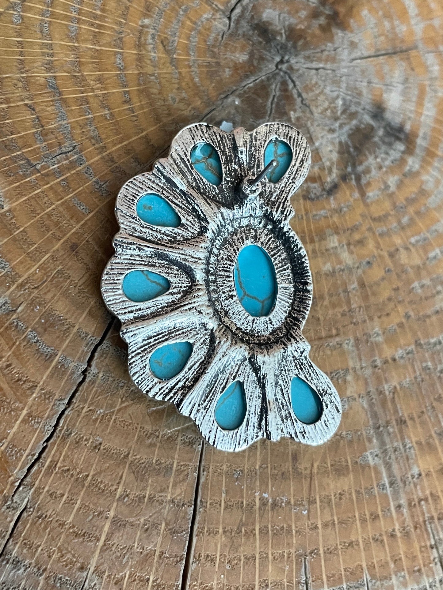 Faux Turquoise Half Cluster Earrings