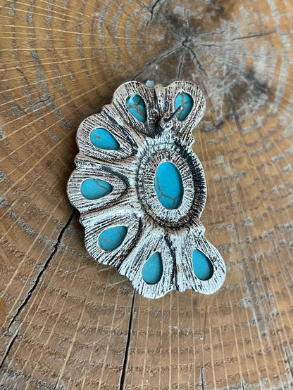 Faux Turquoise Half Cluster Earrings