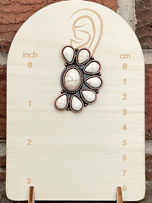 Faux White Buffalo Half Cluster Earrings