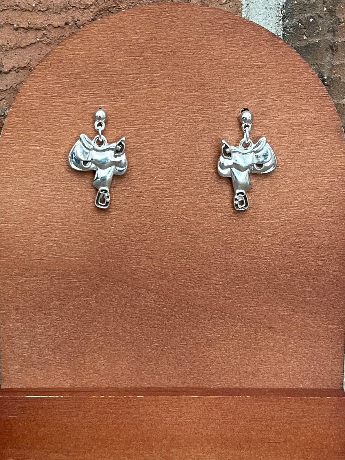 Silver Western Saddle Earrings