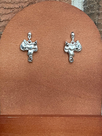 Silver Western Saddle Earrings