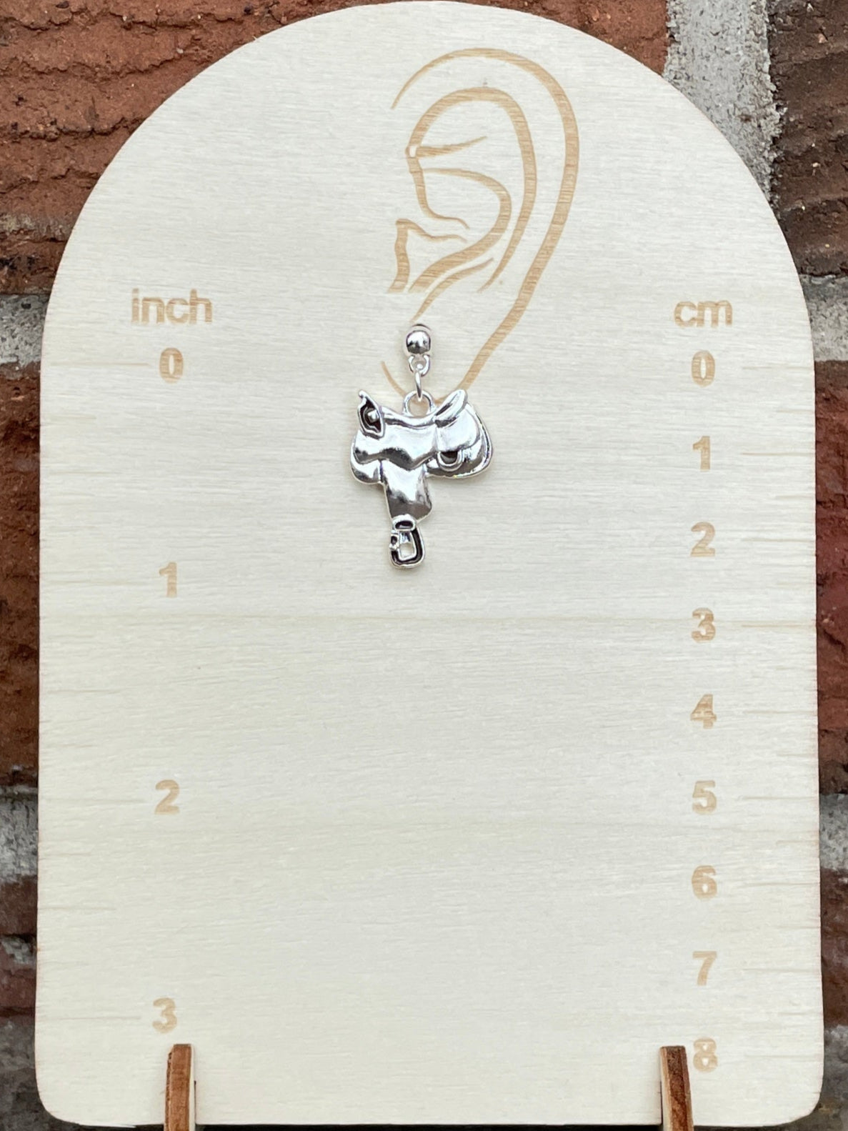 Silver Western Saddle Earrings