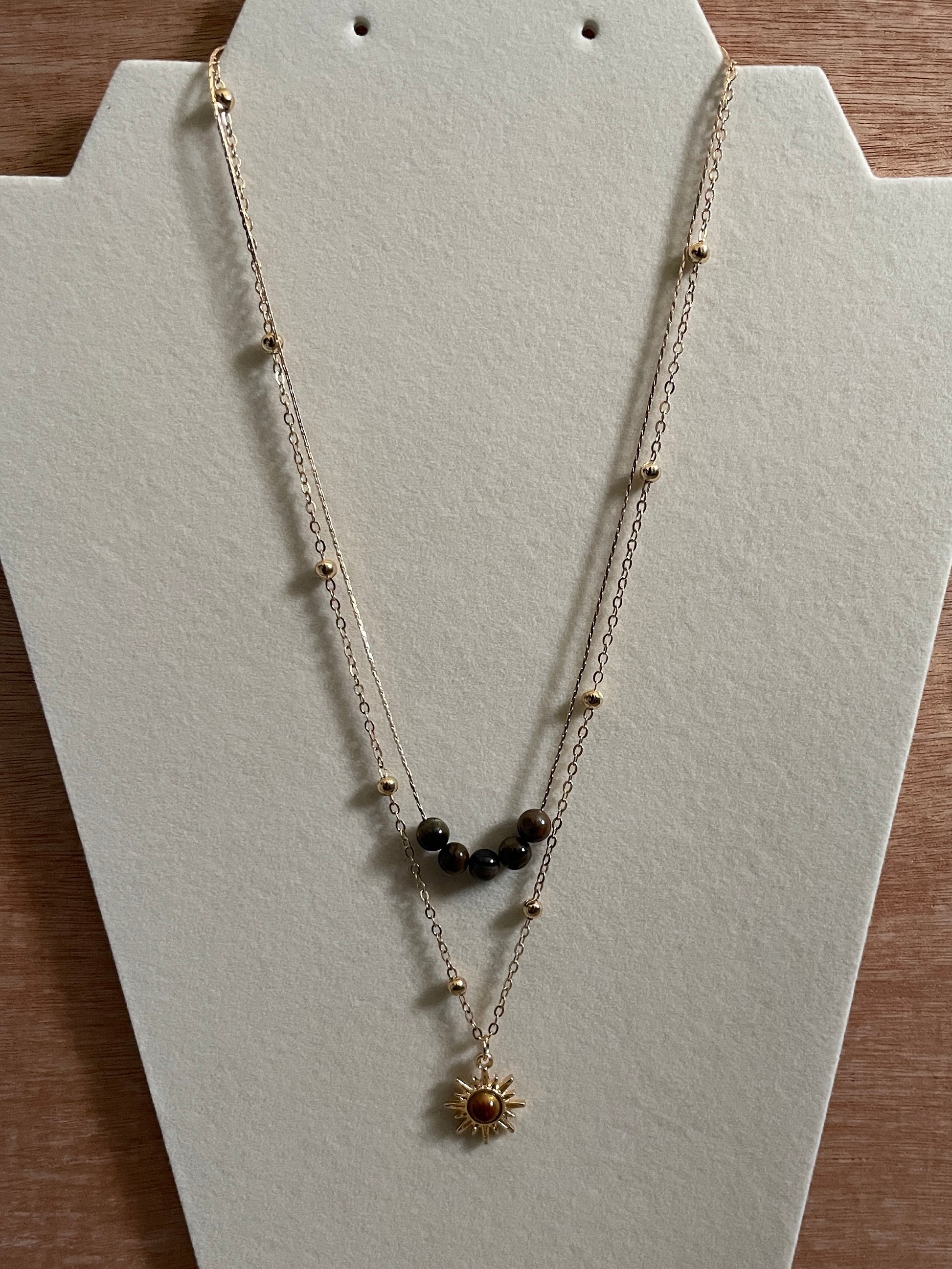 Layered Mocha Sunburst Necklace with Coffee Accents