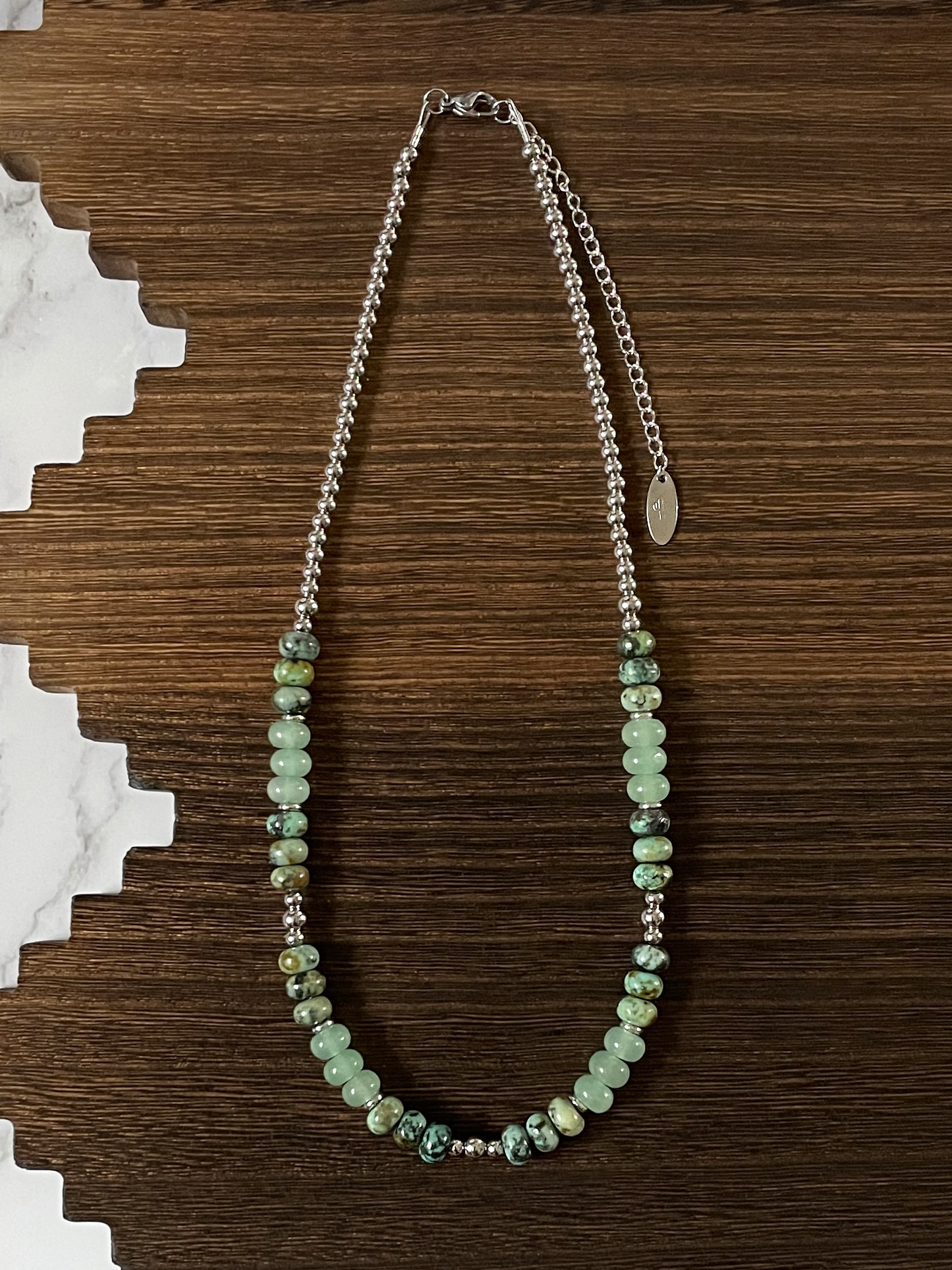 Mixed Gemstone Rondelle Western Pearl Necklace 19 inch