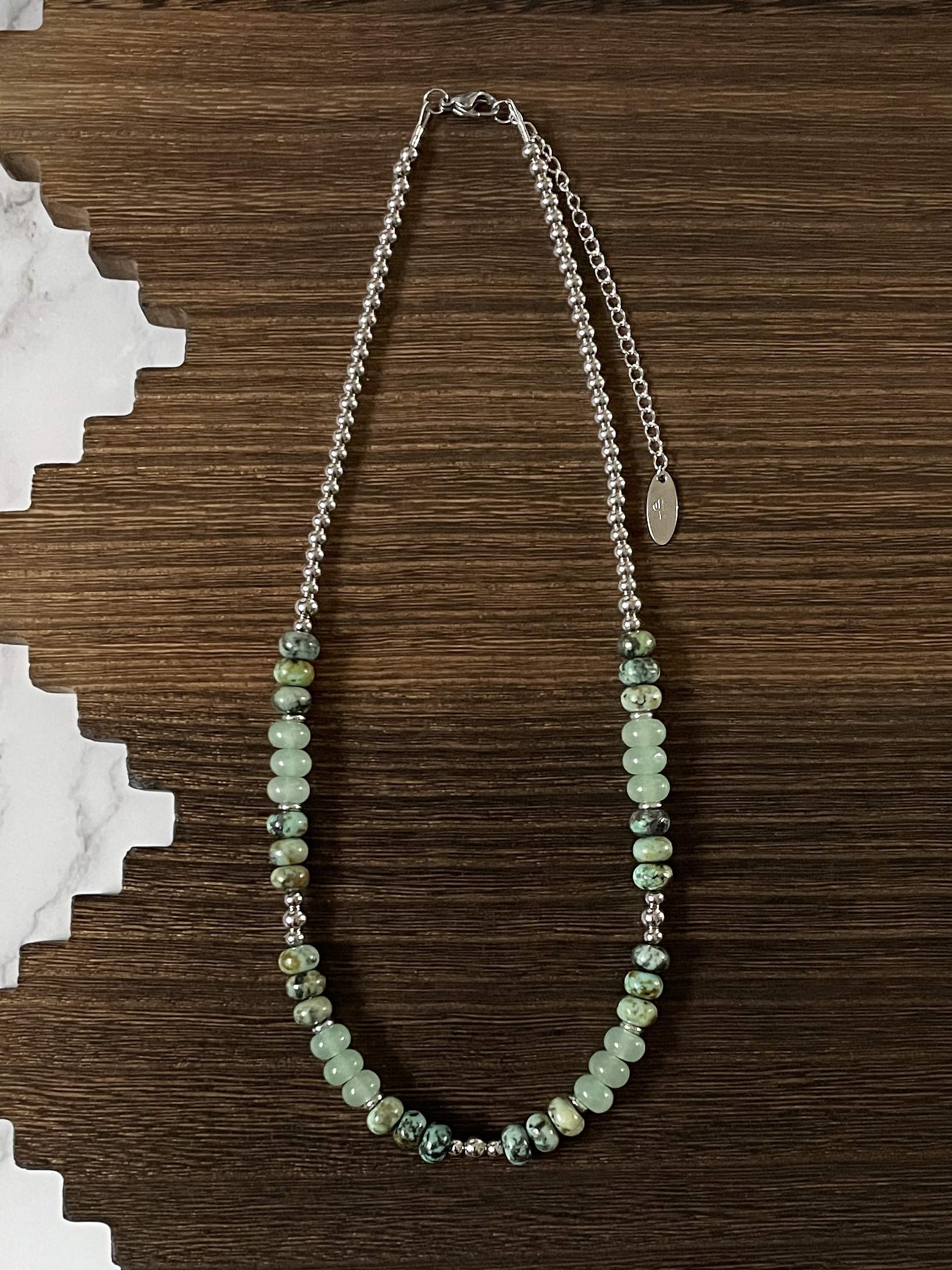 Mixed Gemstone Rondelle Western Pearl Necklace 19 inch