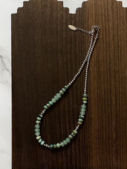 Mixed Gemstone Rondelle Western Pearl Necklace 19 inch