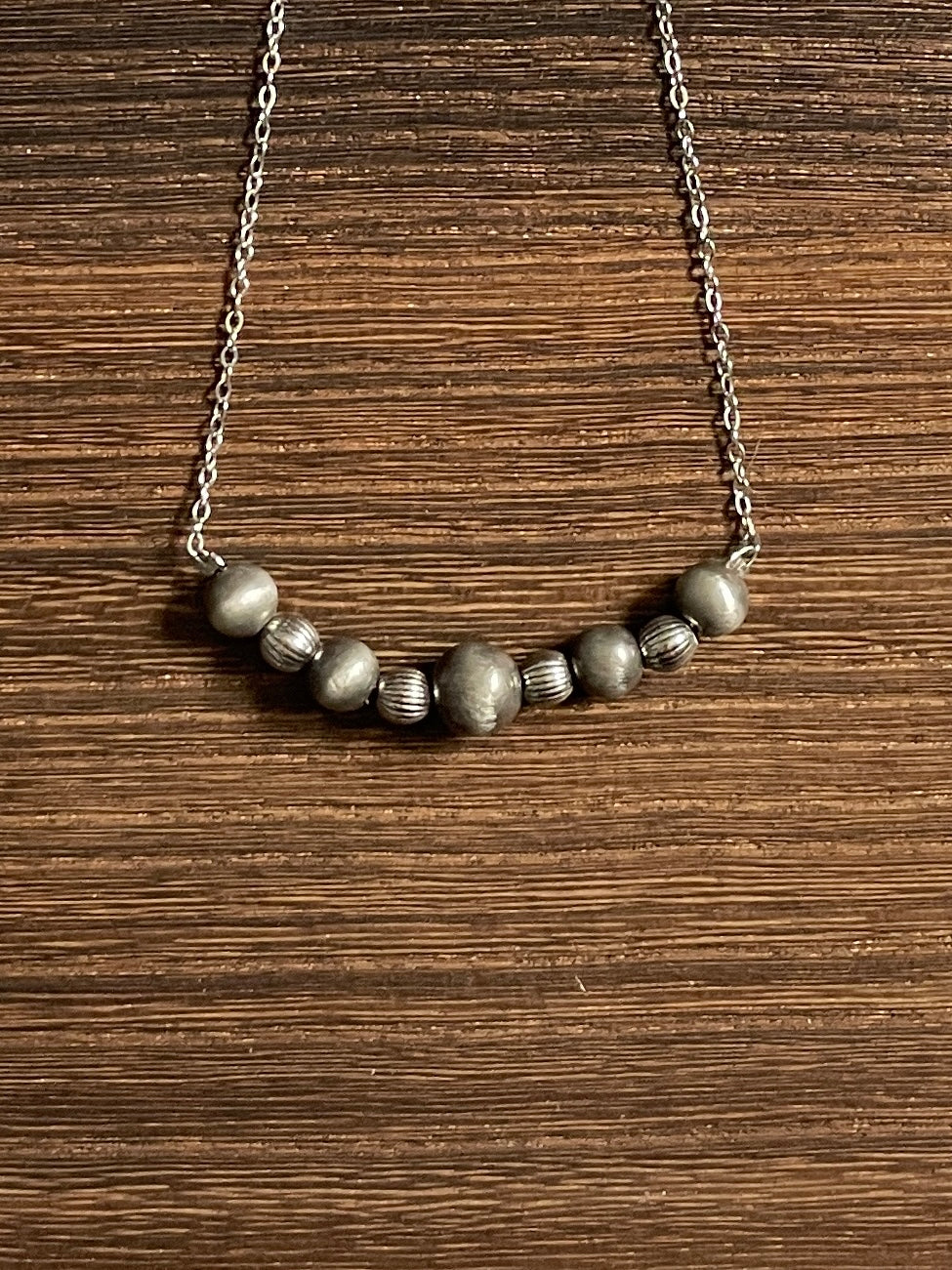 Navajo Style Pearl Alternating Bar Necklace