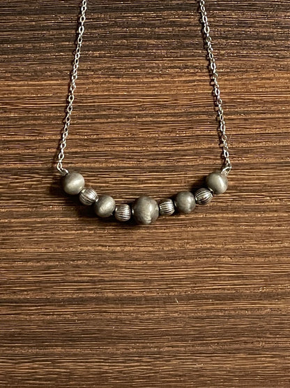 Navajo Style Pearl Alternating Bar Necklace