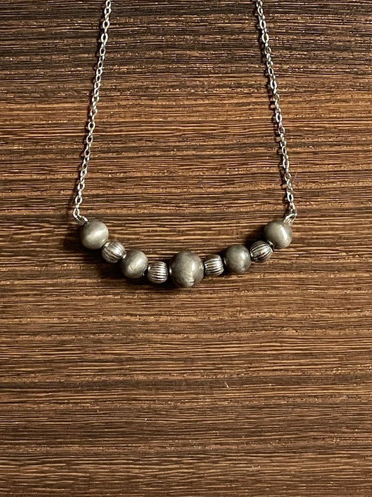 Navajo Style Pearl Alternating Bar Necklace