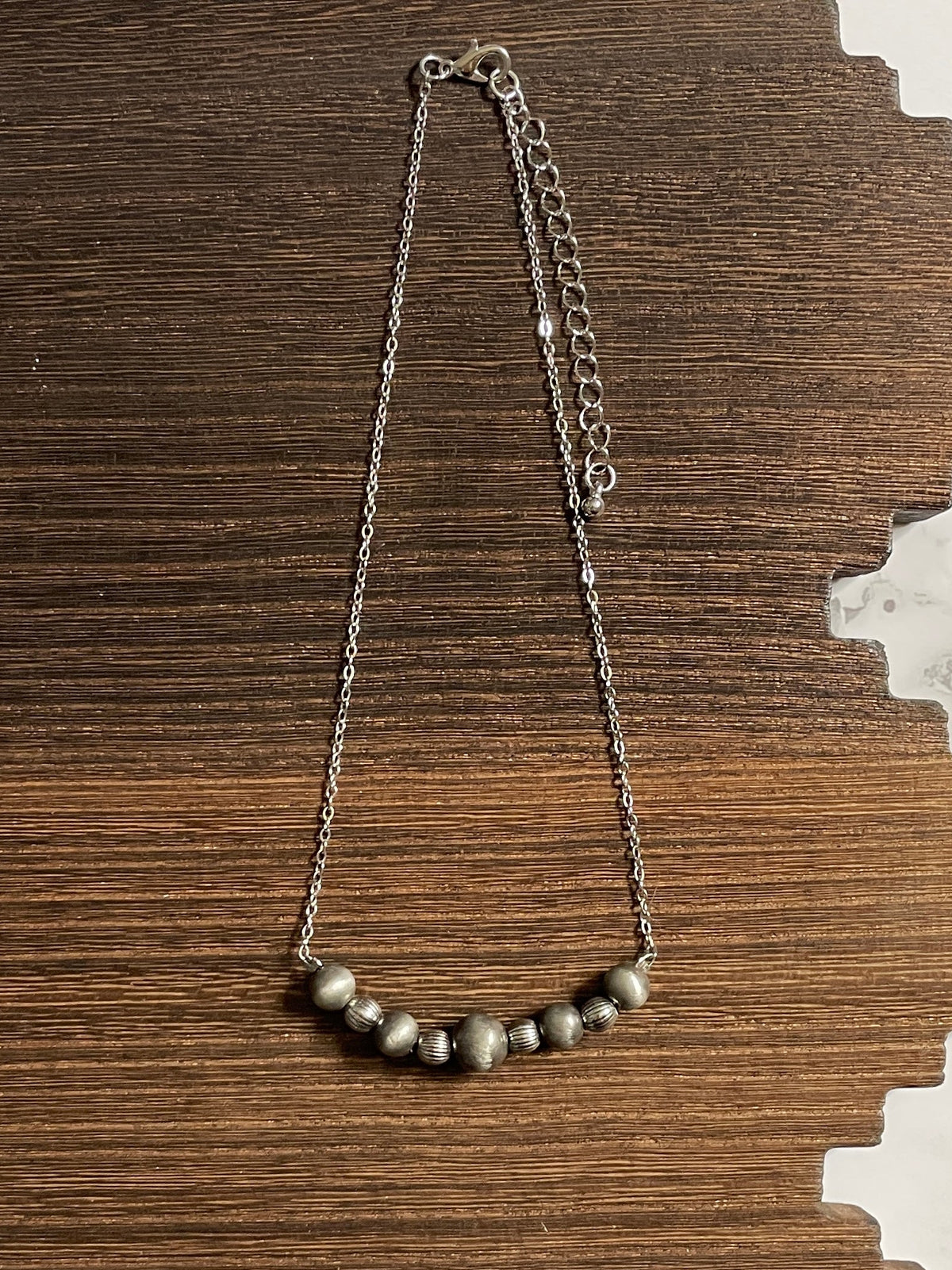 Navajo Style Pearl Alternating Bar Necklace