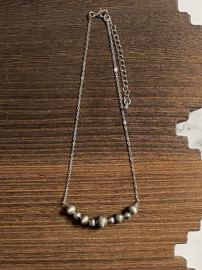 Navajo Style Pearl Alternating Bar Necklace