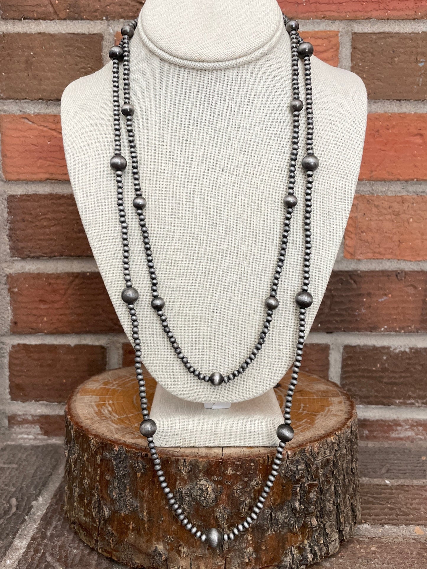 Navajo Style Pearl Beaded Double Layer Necklace