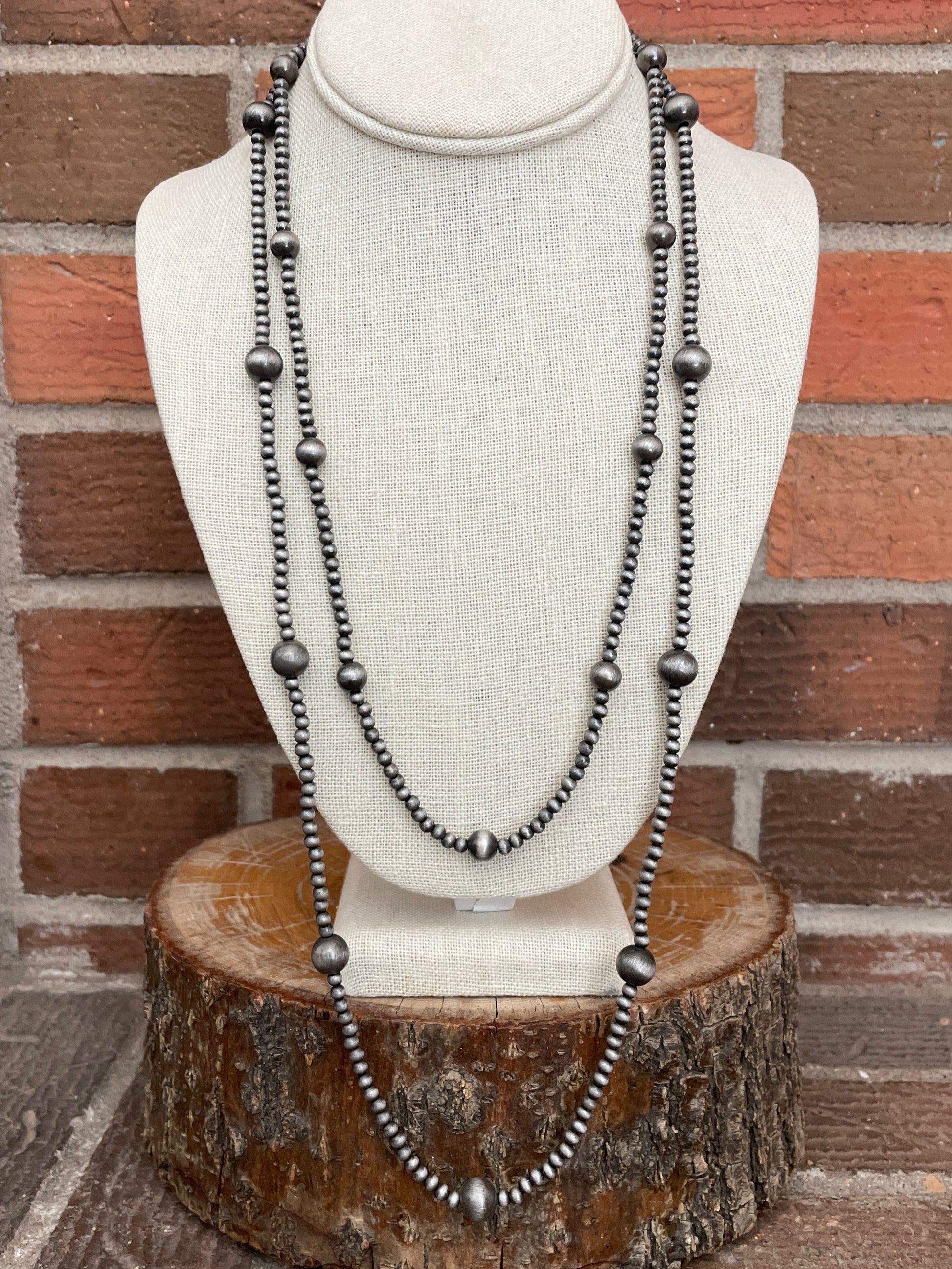 Navajo Style Pearl Beaded Double Layer Necklace