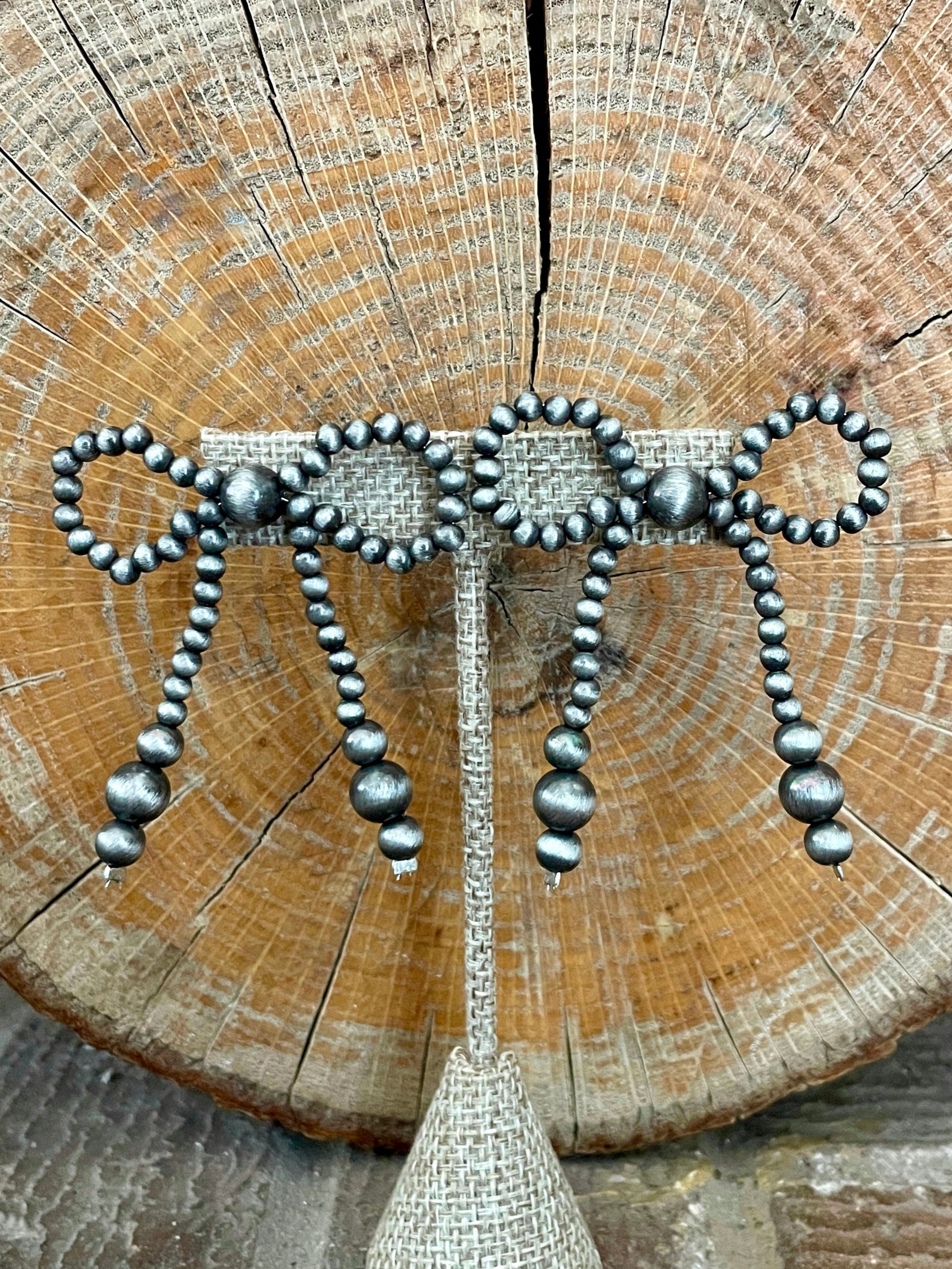 Navajo Style Pearl Bow Earrings