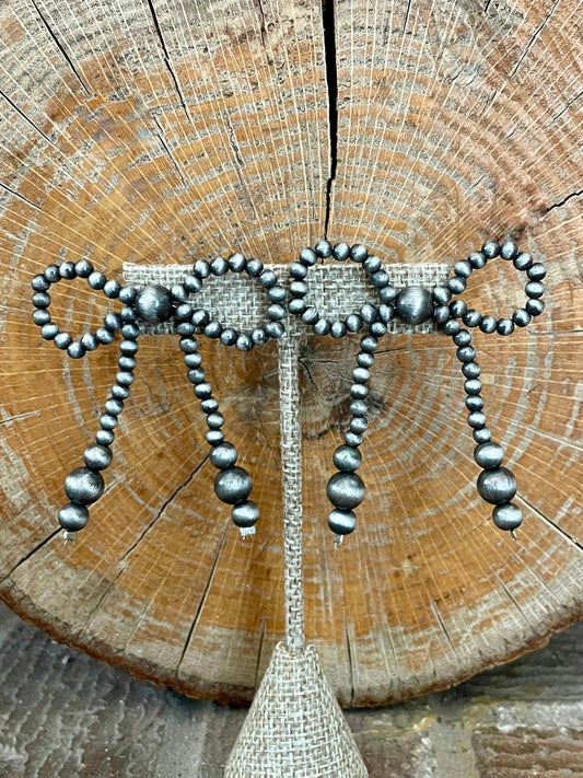 Navajo Style Pearl Bow Earrings