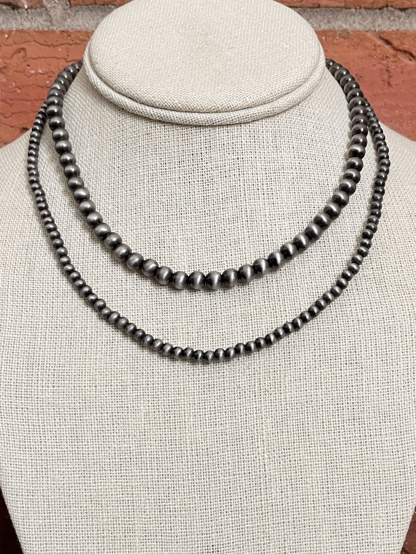 Navajo Style Pearl Double Layer Necklace